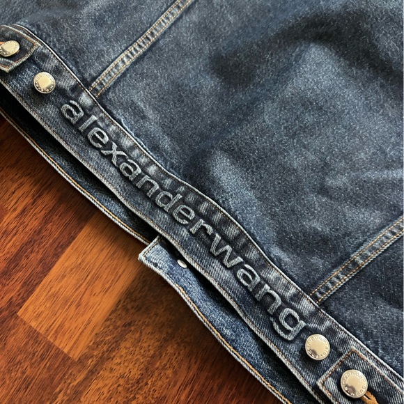 NWT Alexander Wang Denim Trucker Coated Jeans Jacket Embossed Puff Logo XS - Picture 10 of 17